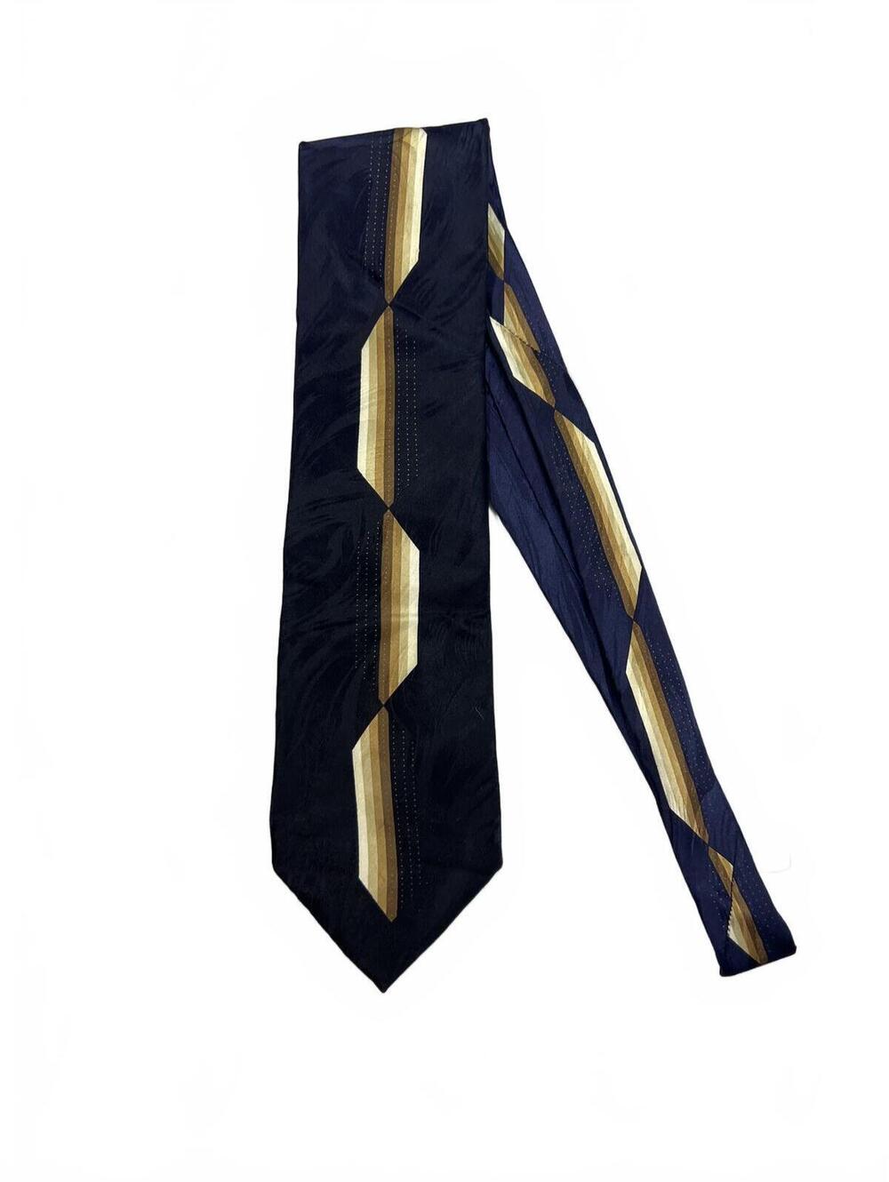 Knightsbridge Silk Tie with Gold and Navy Pattern